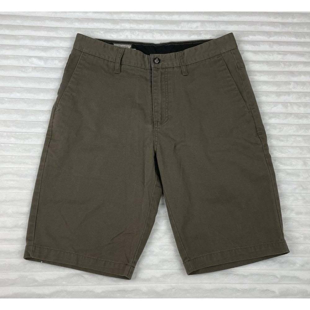 Men's Volcom Corpo Class Chino Brown‎ Shorts Blue Lining Size 30